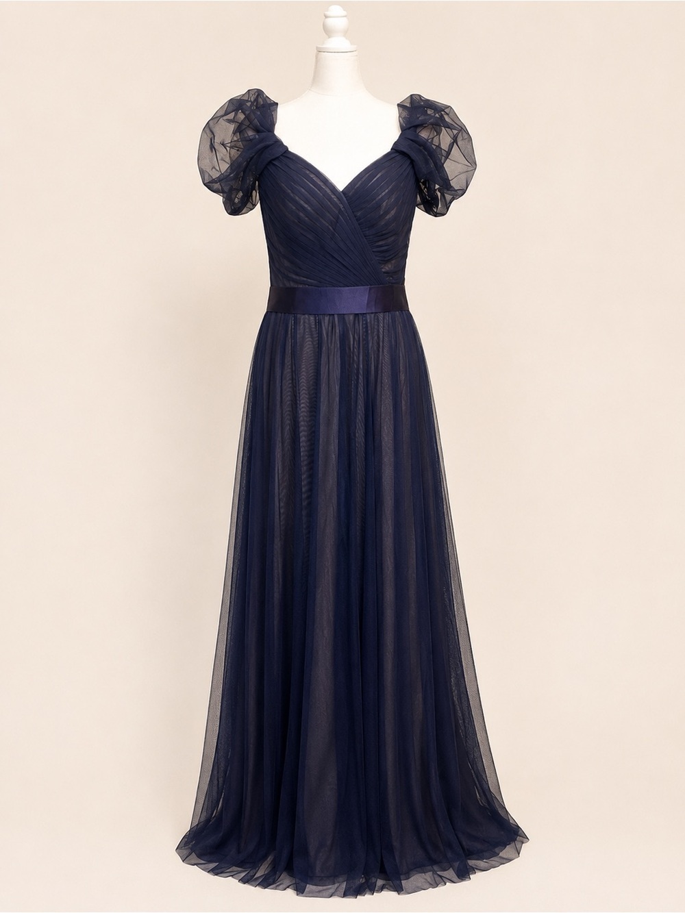 Tadashi Shoji • NWT • Size 12 • Navy Illusion Tulle Evening Gown/Formal Dress